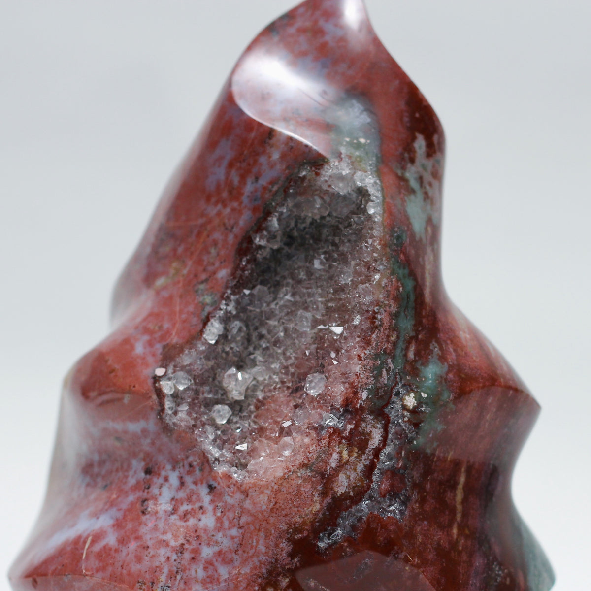 マダガスカル産　オーシャンジャスパー　炎　フレイム型　置き物　グレー　ピンク　青 オーシャンジャスパー | STORES